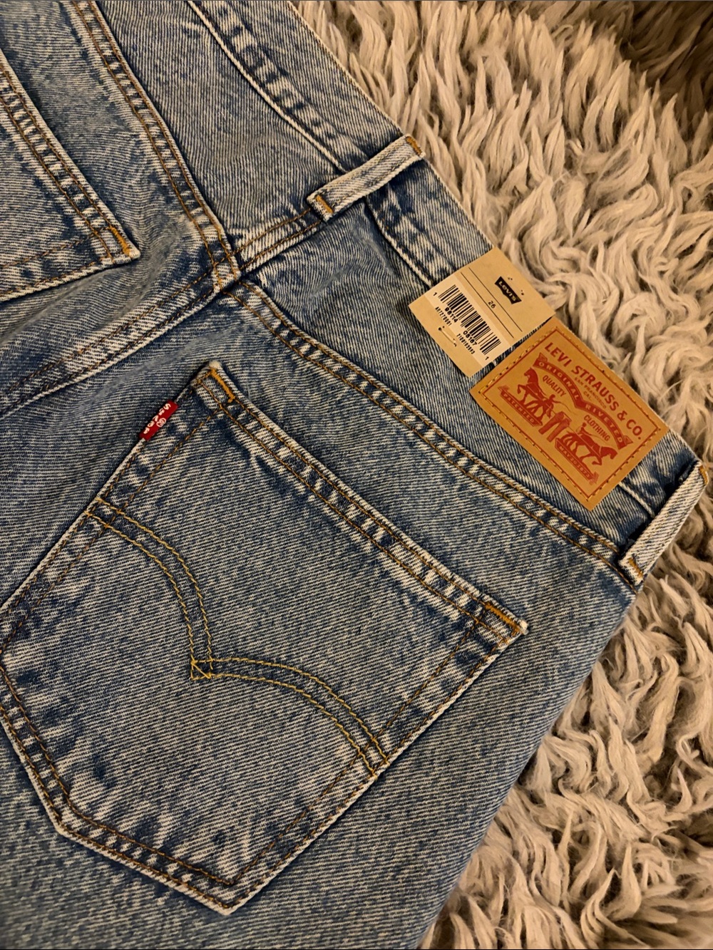 Levi's Light Blue Denim A-Line Skirt with Red Tab